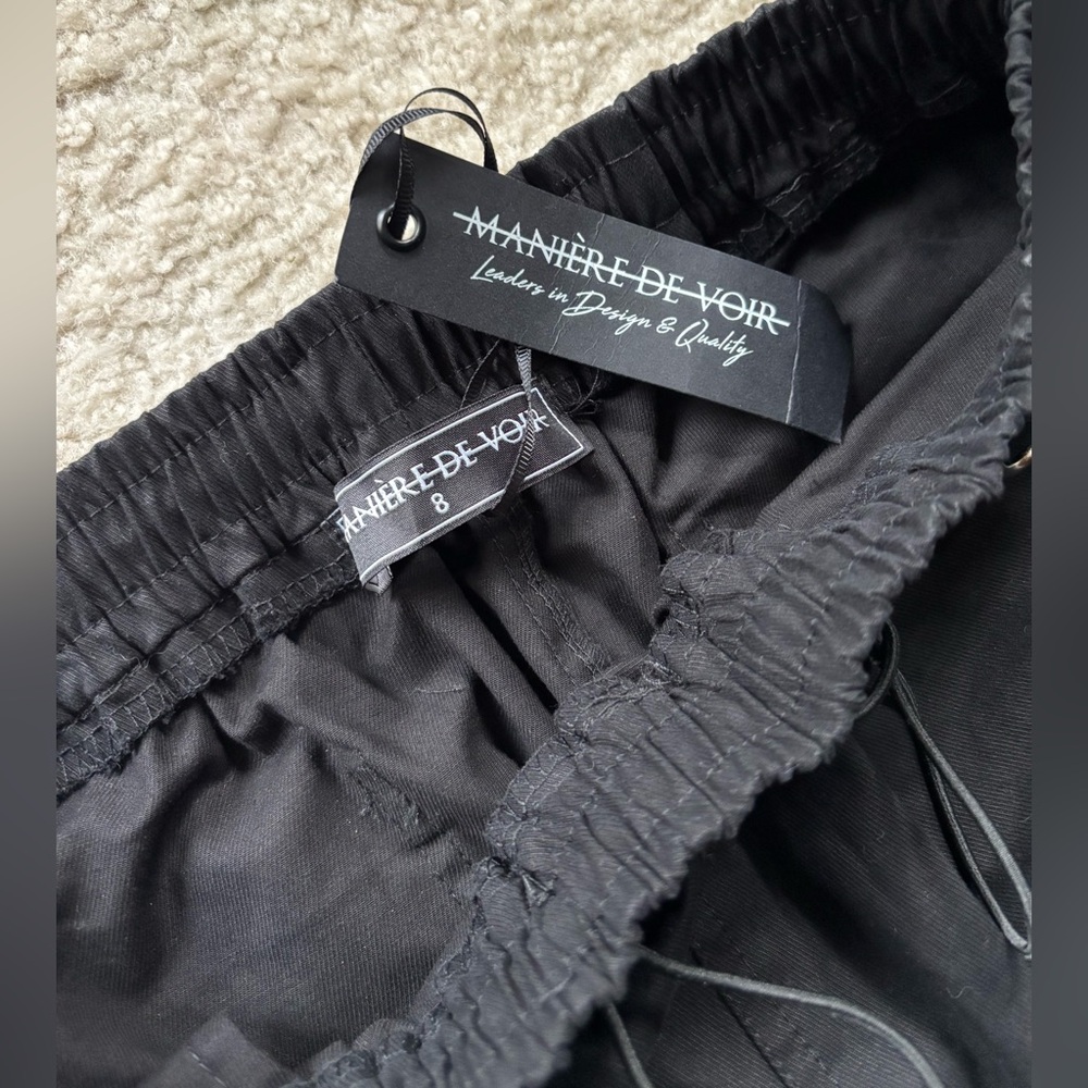 Manière De Voir Black Bungee Cord Lace-Up Cargo Jogger Pants Size 8 NWT - Picture 11 of 11